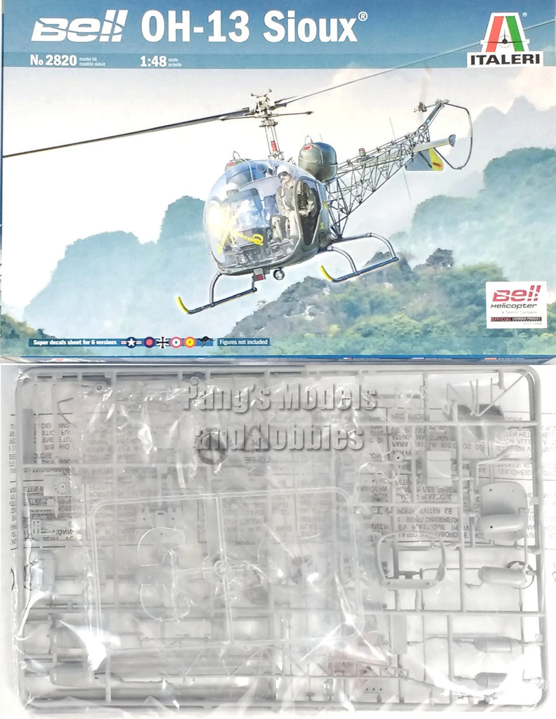 Bell H-13 OH-13 Sioux Helicopter "MASH" US ARMY 1/48 Scale Plastic Model Kit (Assembly Required) by Italeri