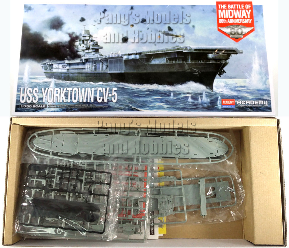Carrier USS Yorktown CV-5 "Midway" 1/700 Scale Plastic Model Kit - ASSEMBLY REQUIRED - by Academy