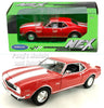 1968 Chevy Camaro Z28 - Red - 1/24  Scale Diecast Metal Model by Welly