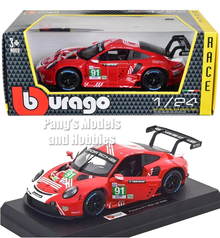 2020 Porsche 911 RSR LM - RED & WHITE - 1/24 Scale Diecast Model by Bburago