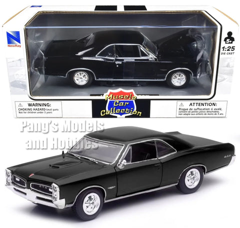 1966 Pontiac GTO - BLACK - 1/25 Scale Diecast Metal Car Model by Newray