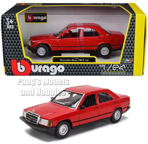 1987 Mercedes-Benz 190E 190 E 2.6 - RED - 1/24 Scale Diecast Model by Bburago with BOX