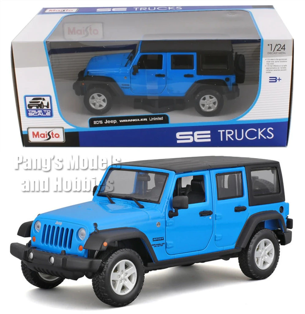 2015 Jeep Wrangler Unlimited - BLUE w/ BOX- 1/24 Scale Diecast Model by Maisto