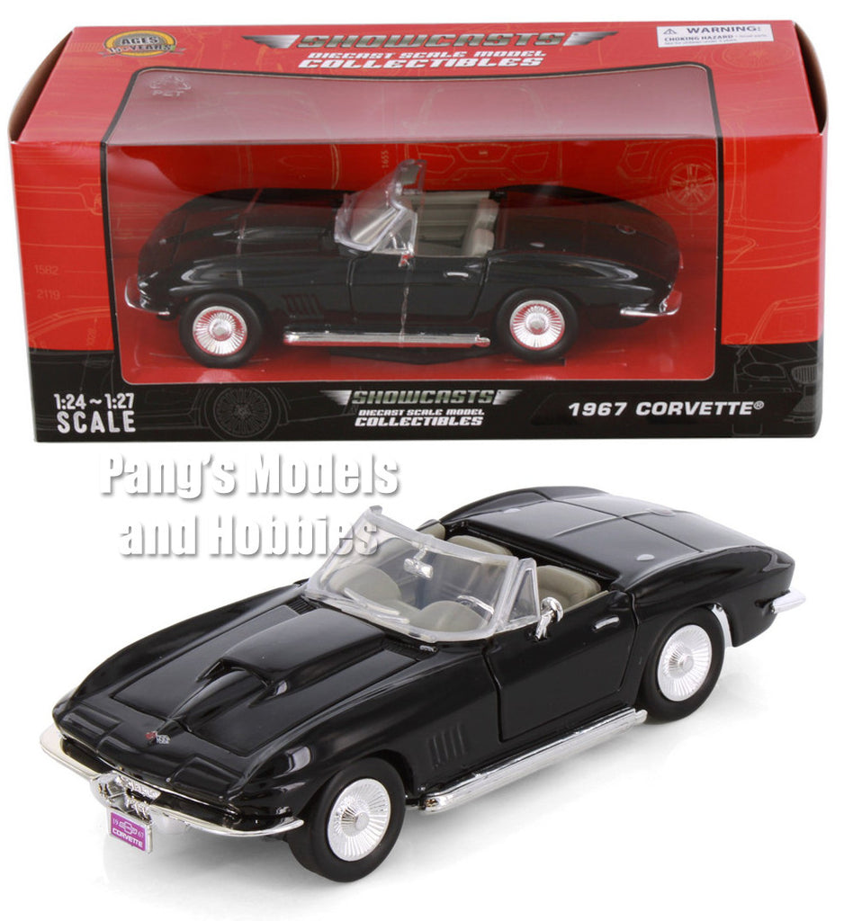 1967 Chevrolet Corvette C2 Convertible - BLACK - 1/24 Scale Diecast Metal Model by Showcasts w/ BOX