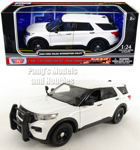 2022 Ford Explorer Police Interceptor SUV - WHITE - 1/24 Scale Diecast Model by Motormax