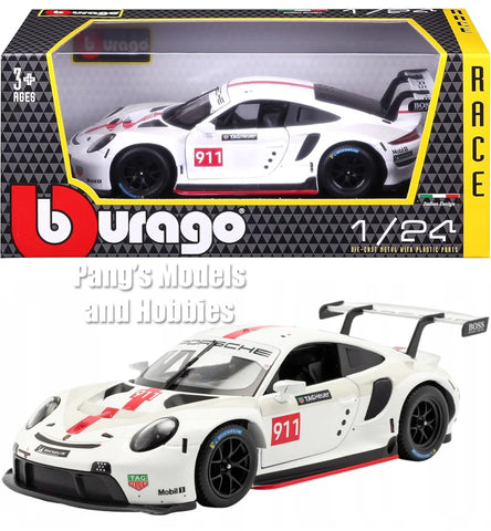 2020 Porsche 911 RSR LM - WHITE - 1/24 Scale Diecast Model by Bburago