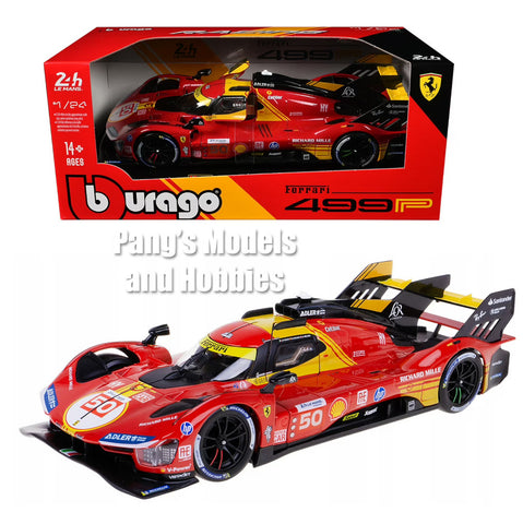 2024 Ferrari 499P #50 w/ Display Base  1/24 Scale Diecast Model by Bburago