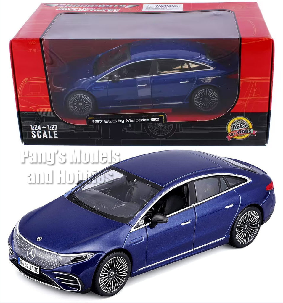 2022 Mercedes-Benz EQS (V297) - BLUE - 1/27 Diecast Metal Model by Showcasts