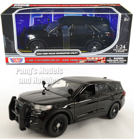 2022 Ford Explorer Police Interceptor SUV - BLACK - 1/24 Scale Diecast Model by Motormax