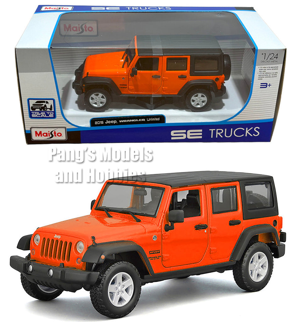 2015 Jeep Wrangler Unlimited - ORANGE w/ BOX- 1/24 Scale Diecast Model by Maisto