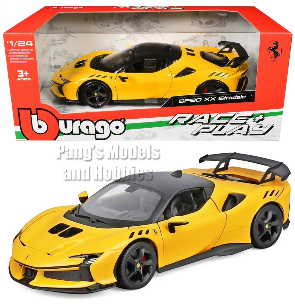 2024 Ferrari SF90 XX Stradale - YELLOW - 1/24 Scale Diecast Model by Bburago