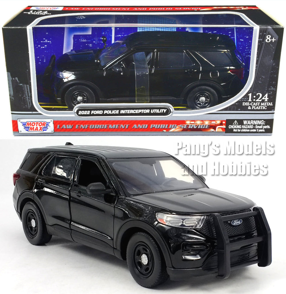 2022 Ford Explorer Police Interceptor SUV - BLACK - 1/24 Scale Diecast Model by Motormax
