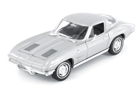 1963 Chevrolet Corvette C2 - SILVER - 1/24 Diecast Metal Model by Welly