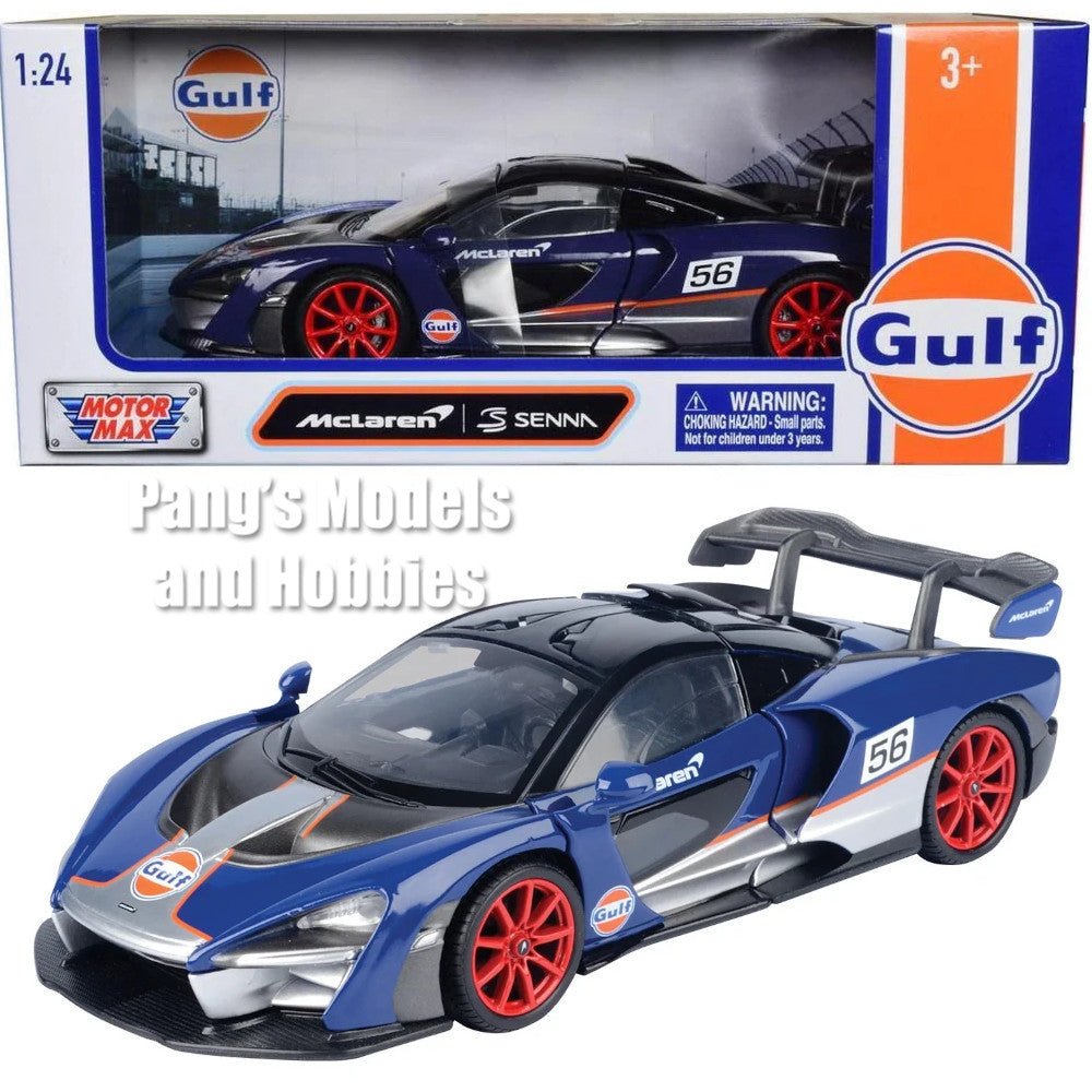 2019 McLaren Senna - BLUE - Gulf Racing # 56 1/24 Diecast Metal Model by MotorMax w/ BOX