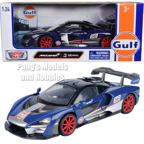 2019 McLaren Senna - BLUE - Gulf Racing # 56 1/24 Diecast Metal Model by MotorMax w/ BOX