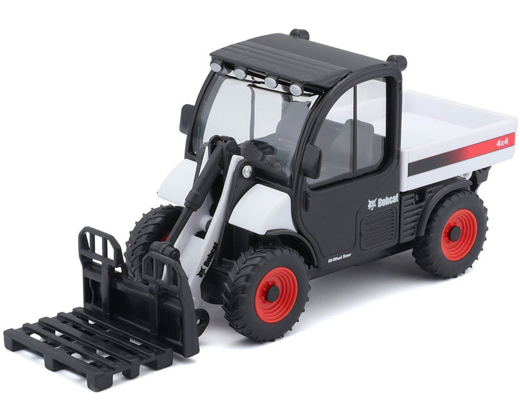 Bburago Bobcat TELEHANDLER in pressofusione con forca per pallet funzionante, replica giocattolo da collezione, scala 1:50, bianco Bburago Bobcat TELEHANDLER in pressofusione con forca per pallet funzionante, replica giocattolo da collezione, scala 1:50, bianco
