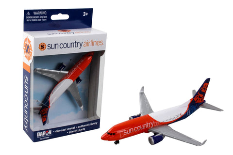 6 Inch Boeing 737 Sun Country Airlines 1/220 Scale Diecast Airplane Model by Daron (Single Plane)