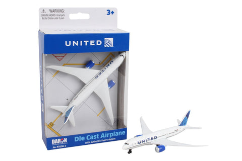 5.75 Inch Boeing 787 United Airlines 1/388 Scale Diecast Airplane Model by Daron (Single Plane)