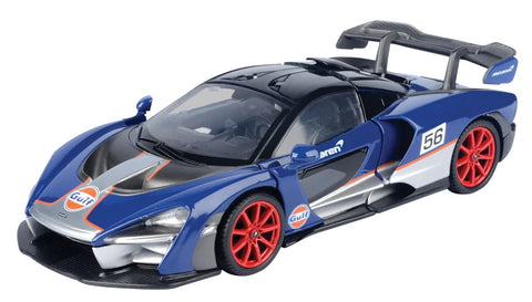 2019 McLaren Senna - BLUE - Gulf Racing # 56 1/24 Diecast Metal Model by MotorMax