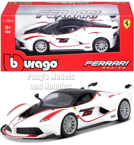 2015 Ferrari FXX-K FXX K #75 LaFerrari - WHITE - 1/24 Scale Diecast Model by Bburago