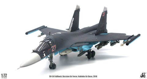 Su-34 Fullback Strike Fighter Bomber Russian Air Force "Red 27" - 1/72 Scale Diecast Model by Hobby Master
